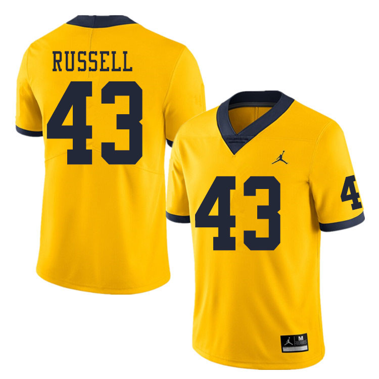 Men #43 Andrew Russell Michigan Wolverines College Football Jerseys Sale-Yellow